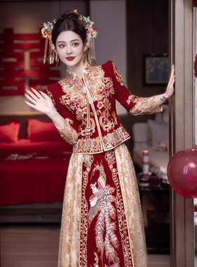 2026新款秀禾服婚服高级新娘结婚敬酒礼服中式嫁衣丝绒秀和服批发
