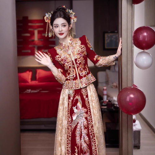 2026新款秀禾服婚服高级新娘结婚敬酒礼服中式嫁衣丝绒秀和服批发
