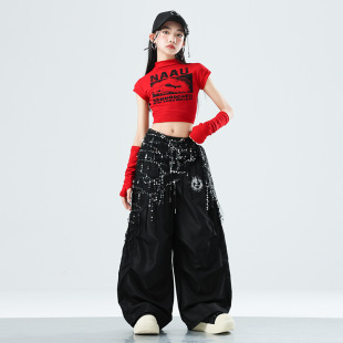 2026新款少儿爵士舞服装女孩夏季潮酷时髦套装jazz练功服炸街