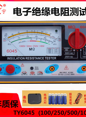 天宇绝缘电阻测试仪TY6017/6018/6045指针式电子兆欧表500V 1000V