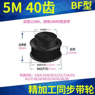 现货同步带轮5M40齿钢齿宽11内孔8 25同步轮45