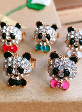 水钻领结金色四川旅游纪念品戒指