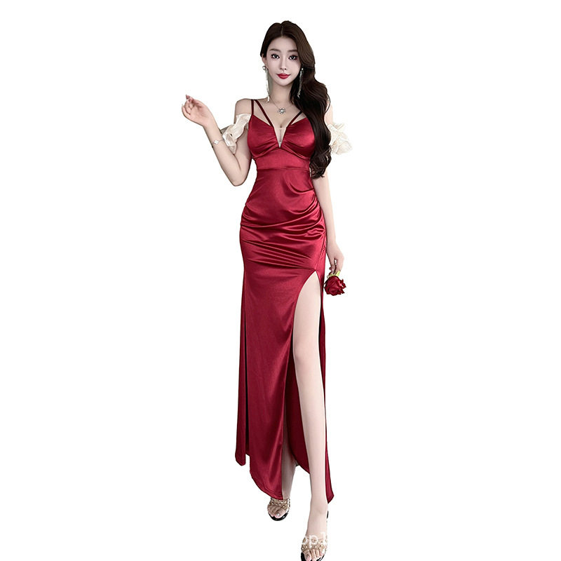 2026新款性感纯欲夜店女装夜场工作服显瘦收腰长裙连衣裙新款开叉