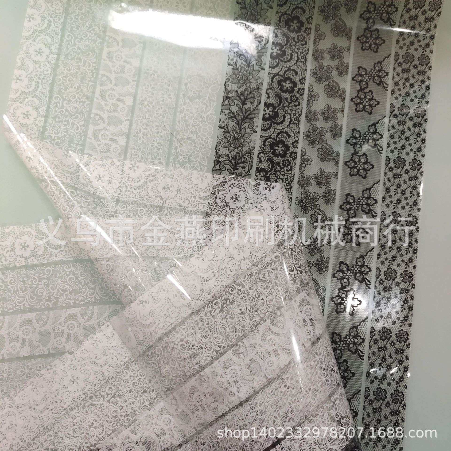 黑白蕾丝花朵 2.5公分 美甲贴纸 指甲贴膜 热转印膜