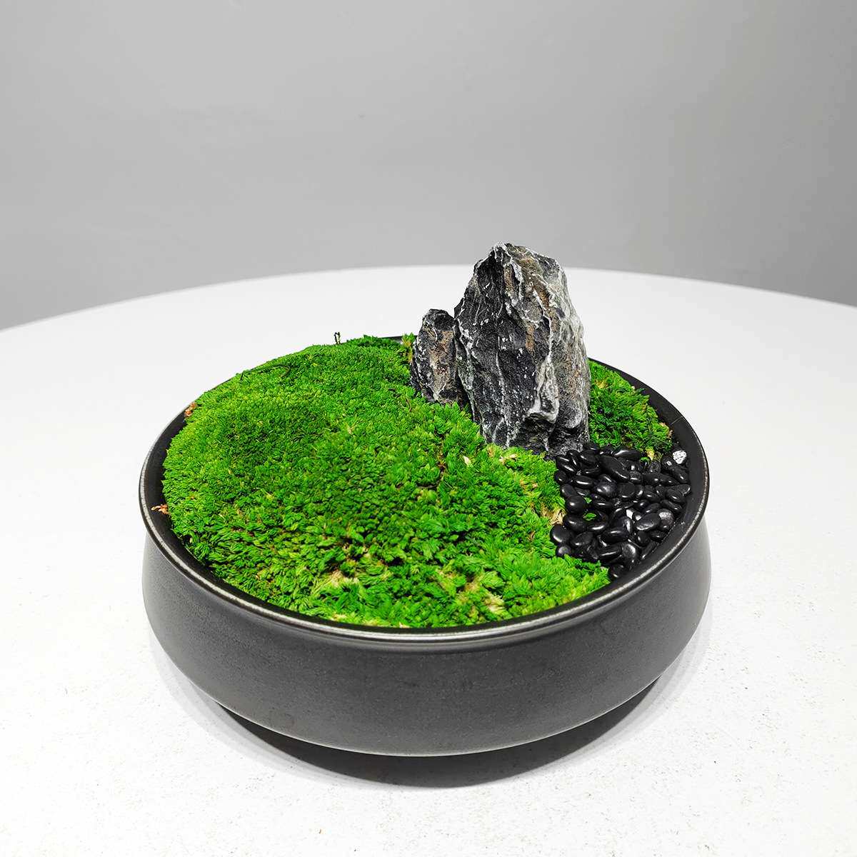 新中式禅意苔藓盆景仿真假山绿植摆件盆栽样板间博古架软装饰品