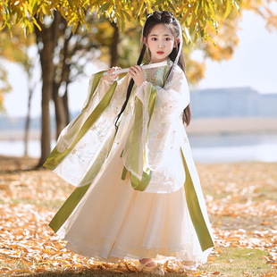 2026新款女童汉服春夏古装魏晋制超仙飘逸广袖仙女裙刺绣汉服套装
