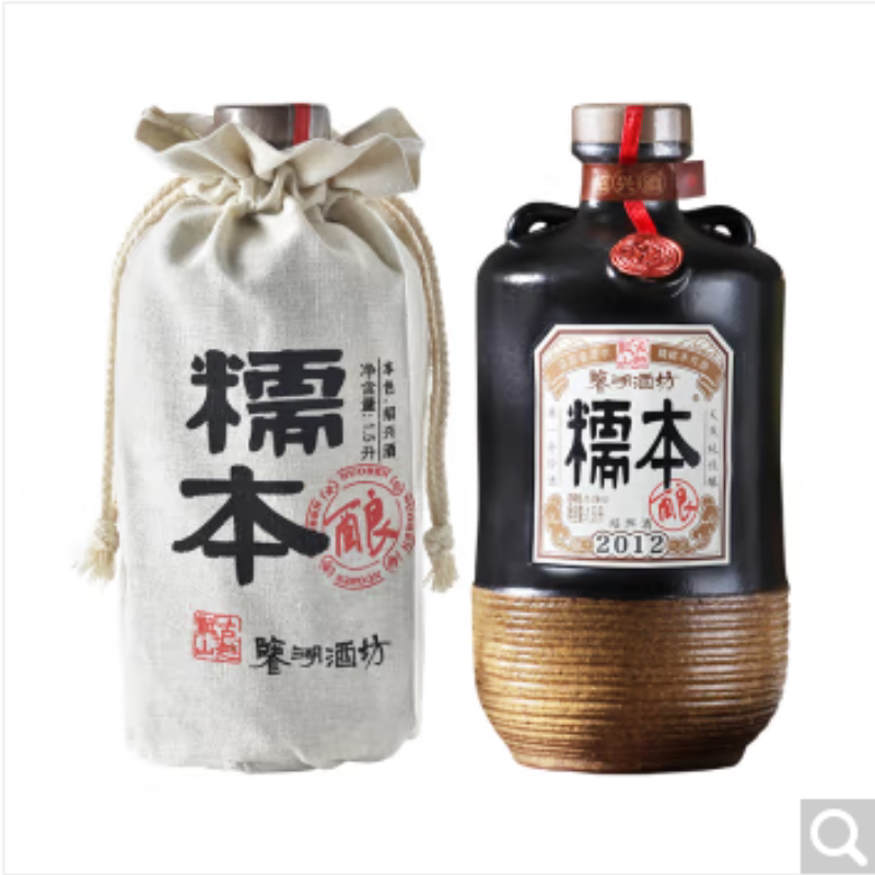 古越龙山2012年本色绍兴黄酒无焦糖色0添加糯本3斤装原浆花雕