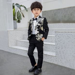 2026新款儿童西装套装花童礼服钢琴演出服主持人小孩走秀帅气潮男