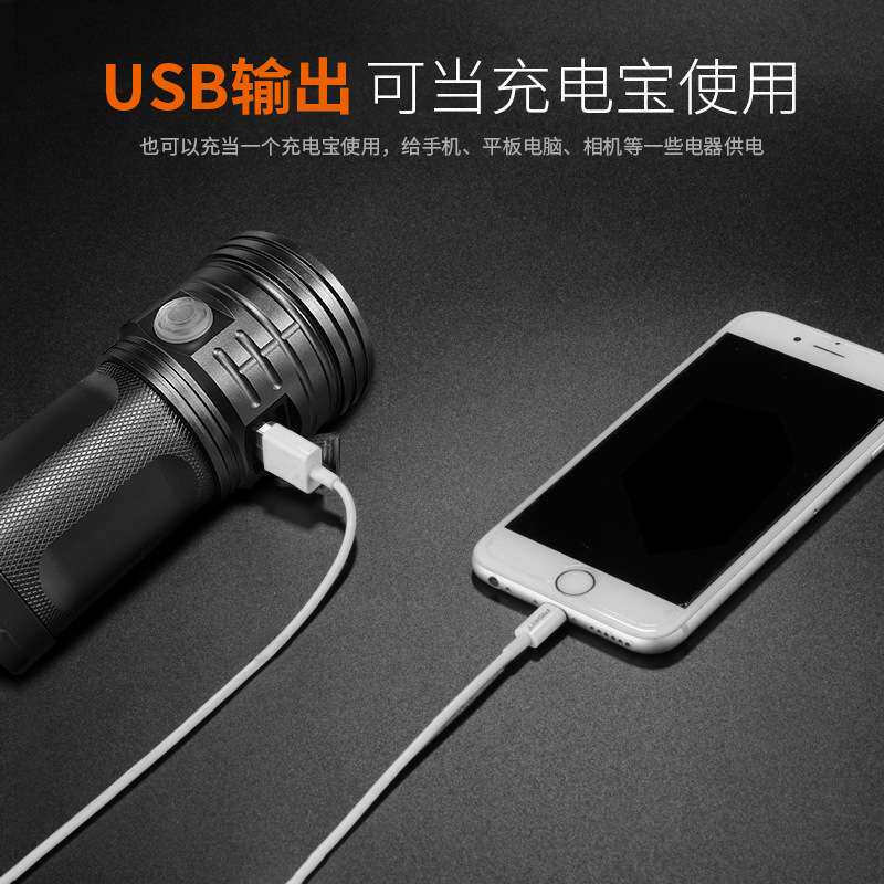 led手电筒超亮新款XM充电小钢炮铝合金远射王户外强光怪兽探照灯