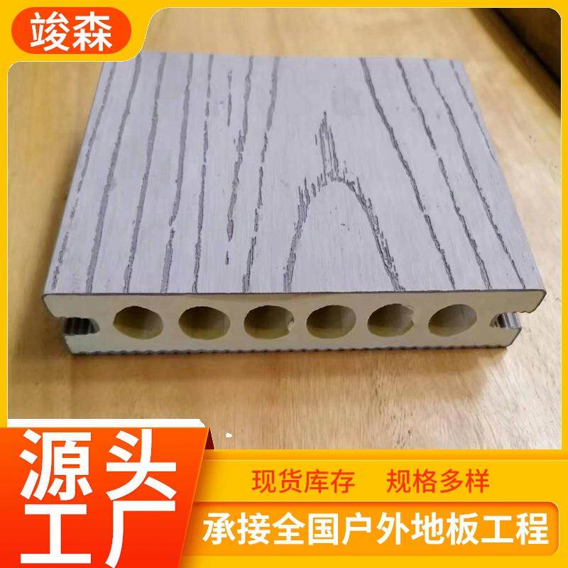 户外圆孔pvc木塑地板栈道园林凉亭庭院花园露台塑木地板源头工厂