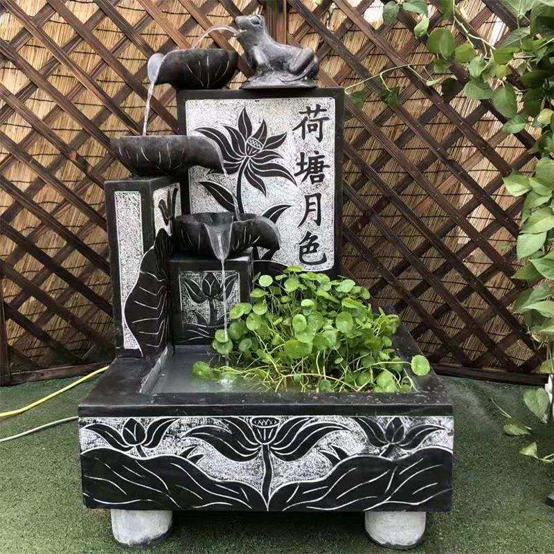 花园流水景观喷泉工厂现货别墅售楼部欧式风格人物雕刻大理石水钵