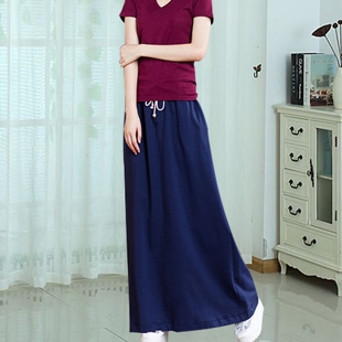 休闲半身裙中长款夏季新款高腰显瘦百搭大码黑色运动拖地长裙女