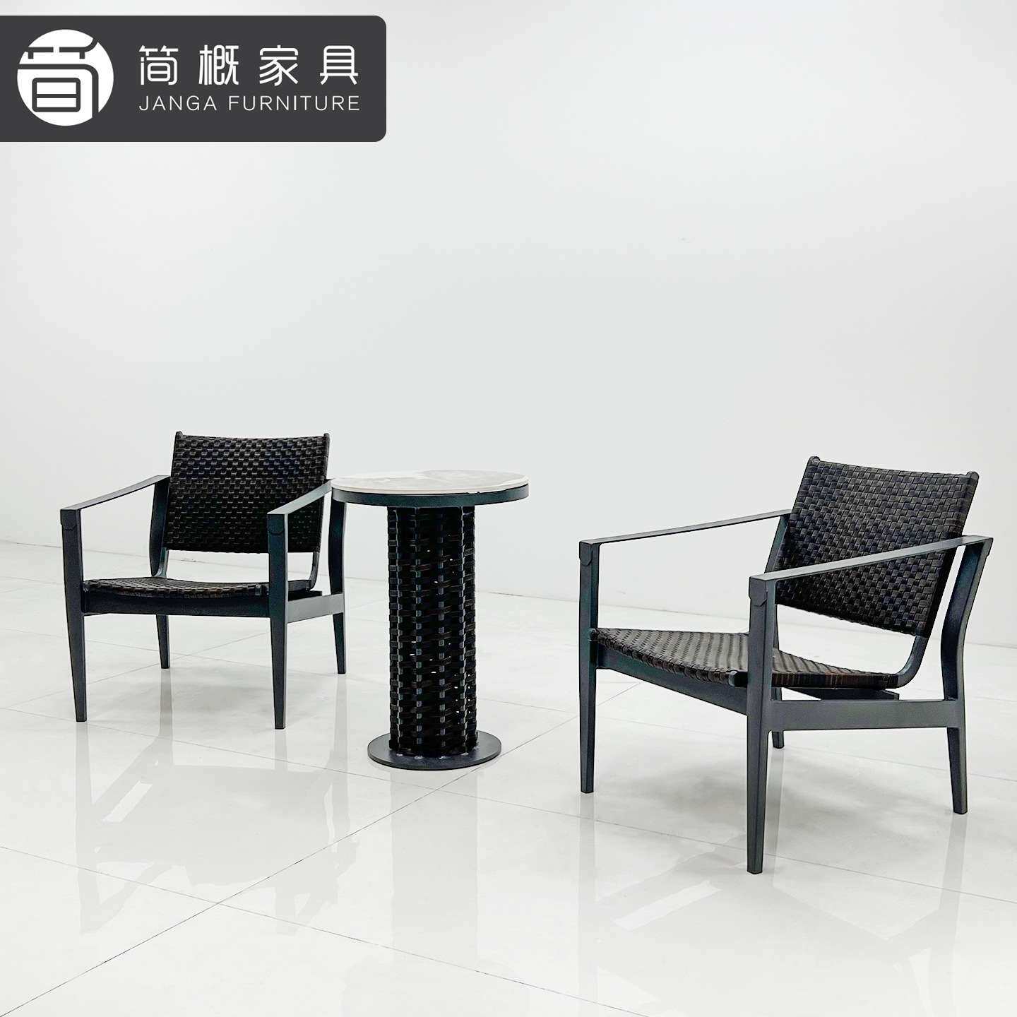 户外别墅庭院阳台藤编桌椅休闲花园防雨防晒家具酒店民宿靠背茶几