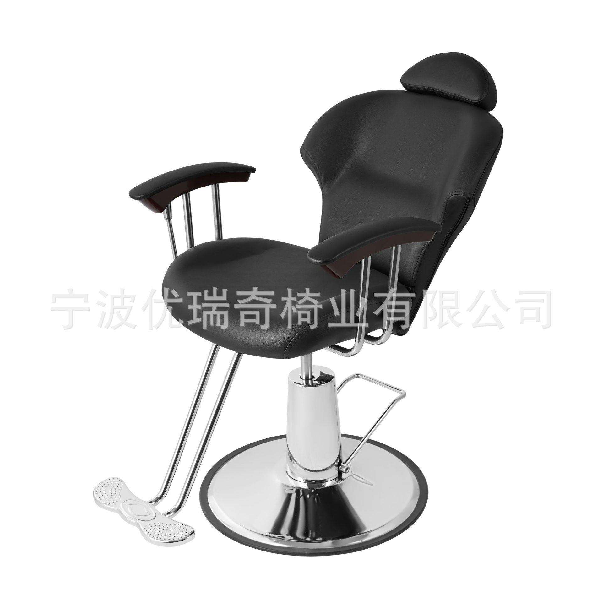 美式理发椅金属美发椅可放倒旋转理发店椅子升级发廊椅外贸椅子