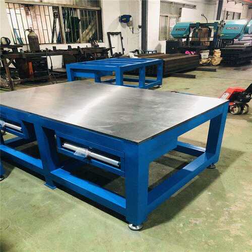 钢板桌工作台模具维修桌飞模台带2个4个抽屉底板重型钳工台优惠卖
