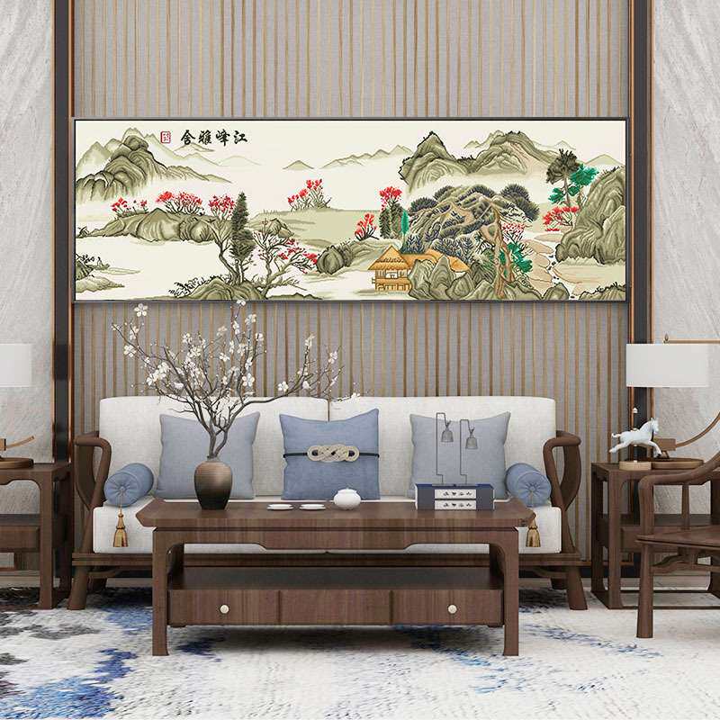 江峰雅舍十字绣2024新款线绣客厅大气山水风景满绣一件代发亚马逊