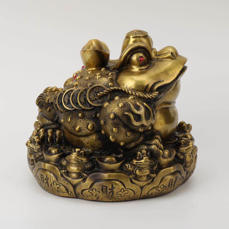 铜金蟾摆件元宝金蟾九子蟾八方纳财蟾进宝金蟾摆件铜器工艺品