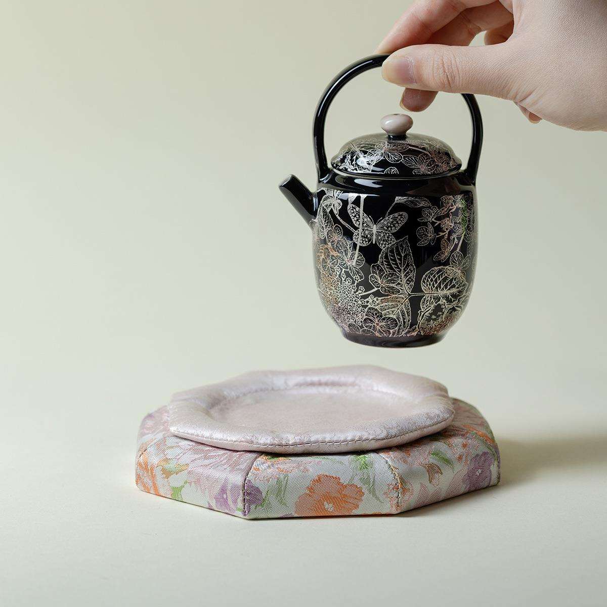 由至善物新中式禅意宋锦壶承垫中国风轻奢高档茶壶展示台茶道零配