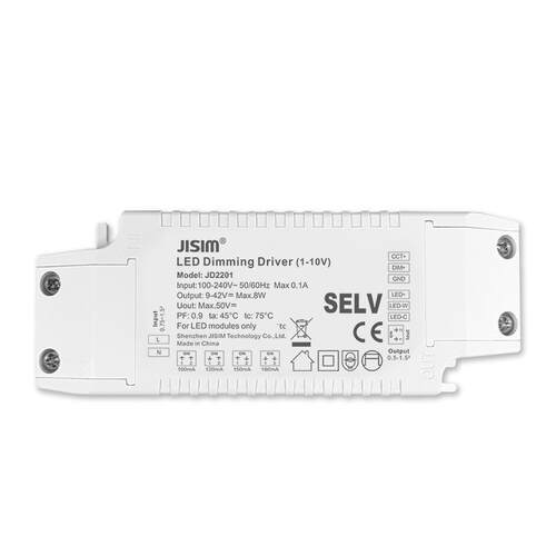 0/1-10V缓亮启动超深度智能调光调色温DC9-42V8W筒射灯调光驱动