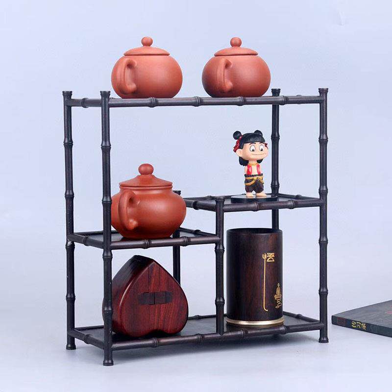 紫光檀竹节小博古架实木中式古典多宝阁置物架茶壶茶具展示架