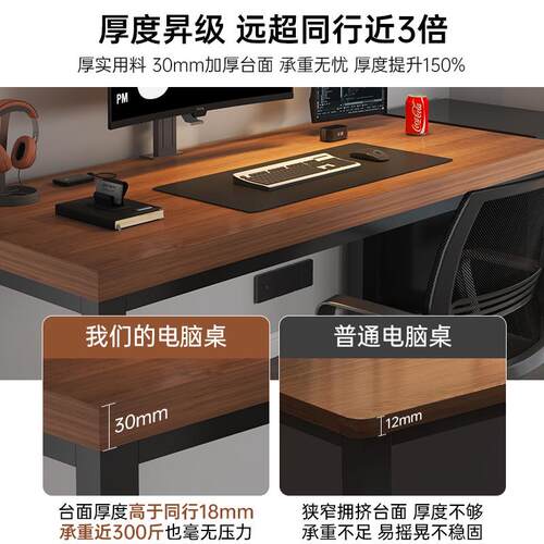 电脑桌台式办公简约家用小户型书桌卧室学生学习桌出租屋电竞桌椅