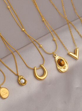 金色钛钢项链女不掉色轻奢小众锁骨链饰品高级感百搭时尚气质颈链