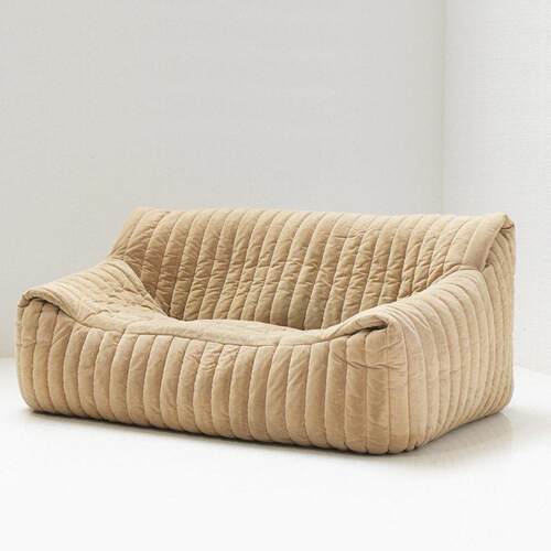 跨境爆款中古风民宿复古布艺沙发波浪沙发Compression Sofa家具