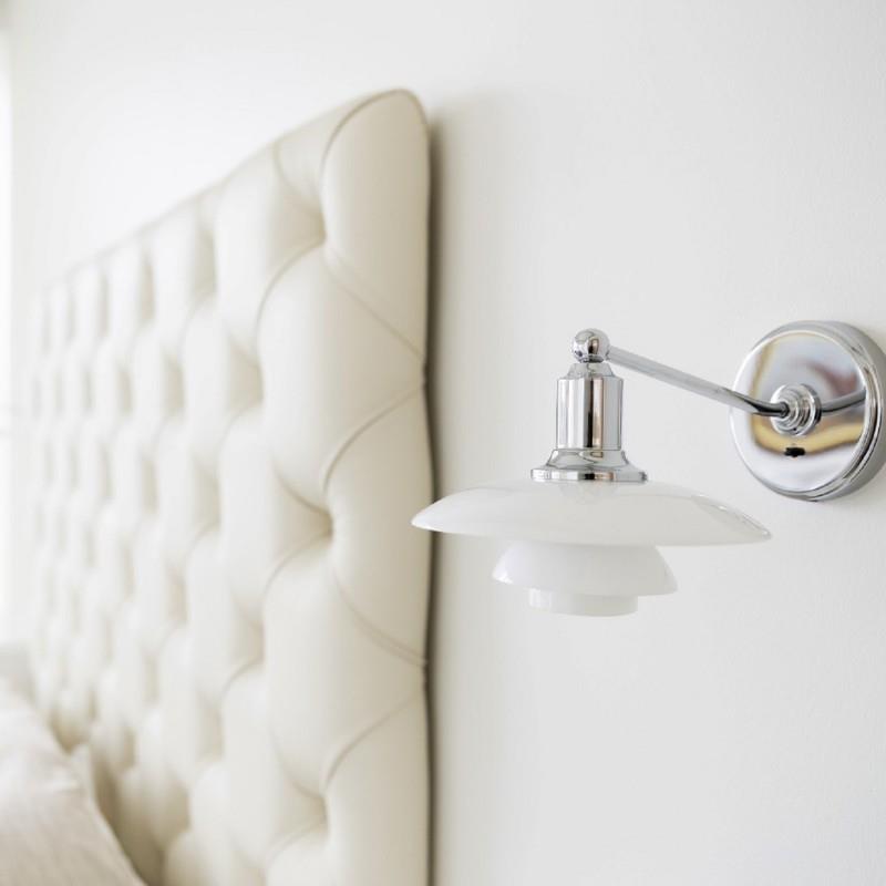 丹麦经典北欧艺术 PH 2/1 Wall Light室内奶白玻璃多层铬色小壁灯