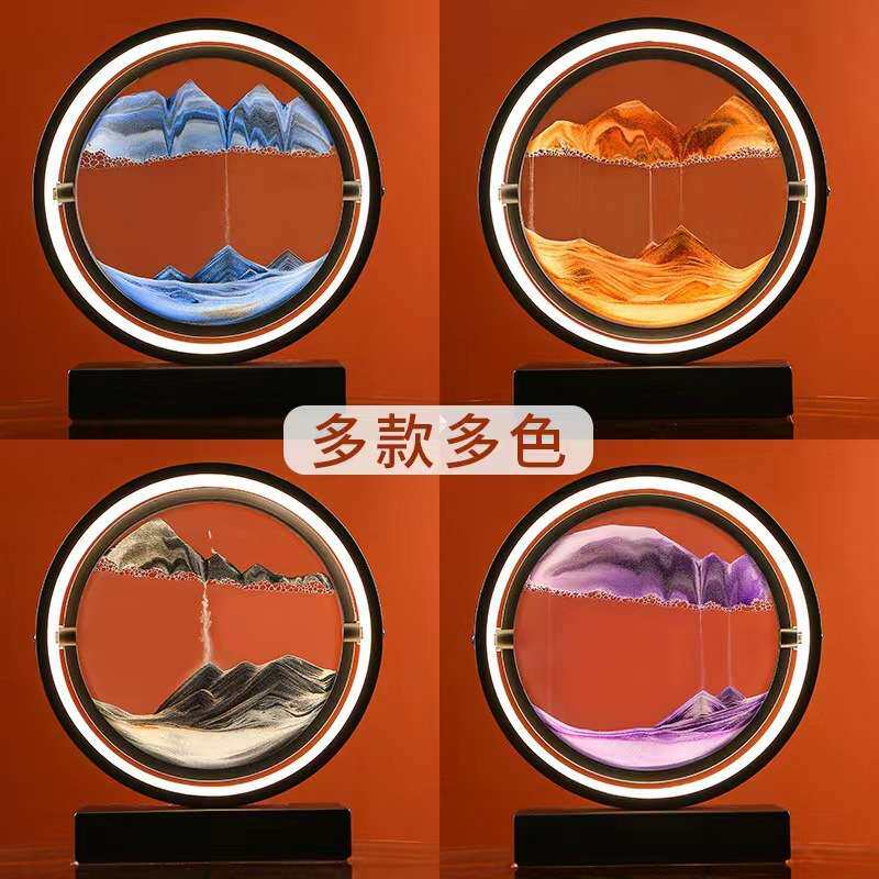 工厂直销创意3D流沙画小夜灯摆件台灯沙漏工艺品台灯氛围灯网红灯