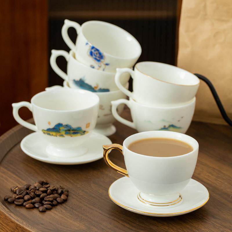大号羊脂玉茶杯德化玉白瓷咖啡杯大容量防烫带把有耳喝茶杯专属杯