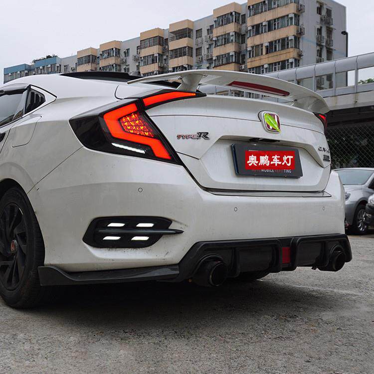 十代思域日行灯Porsche款19款思域改装后杠灯LED后杠灯