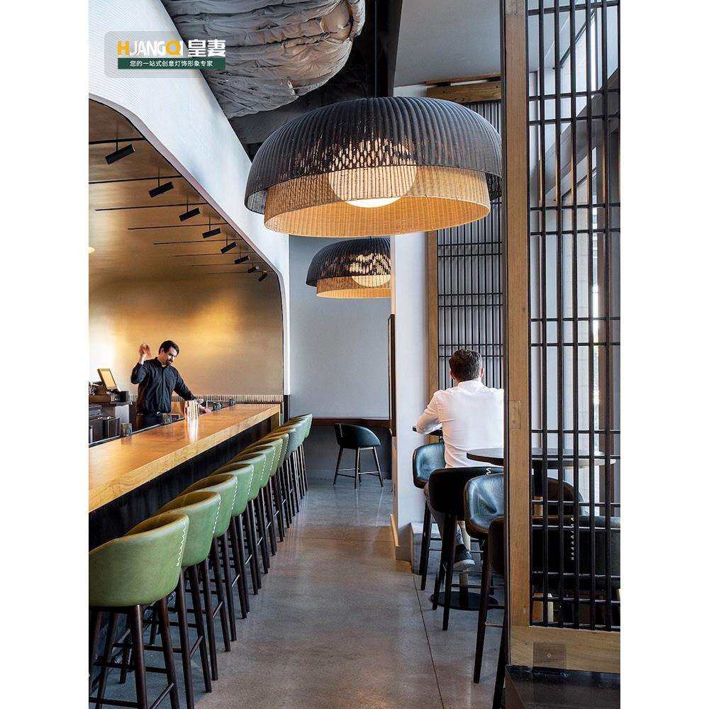 日式藤艺吊灯创意网红火锅店禅意复古民宿饭店餐饮餐厅吧台藤编灯
