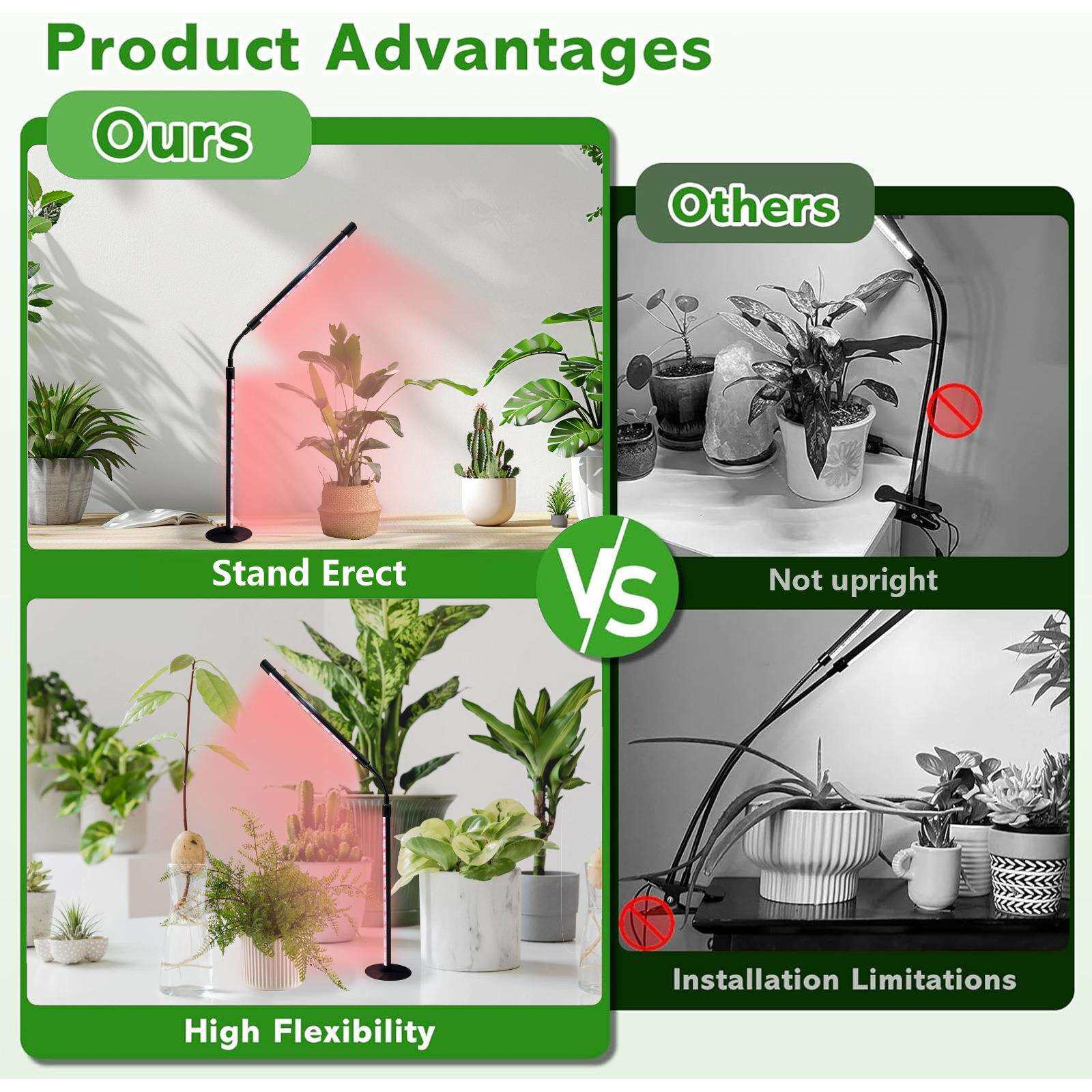 桌面植物灯全光谱360°旋转可调节植物生长灯光合作用可调光