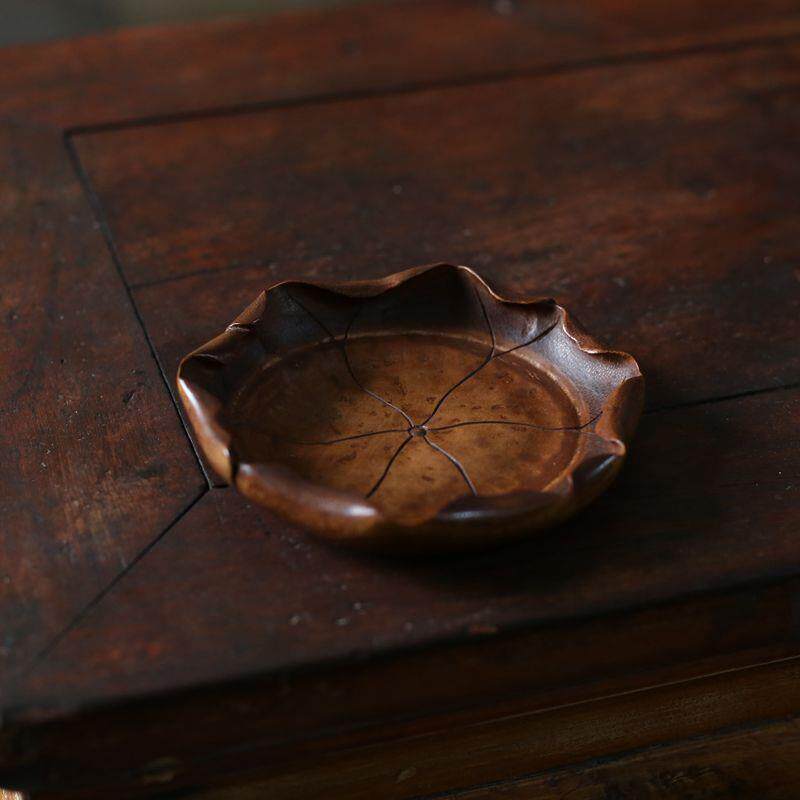 大漆手雕老楠竹壶承 竹节卷边工艺干泡家用禅意赏茶盘竹制茶盘