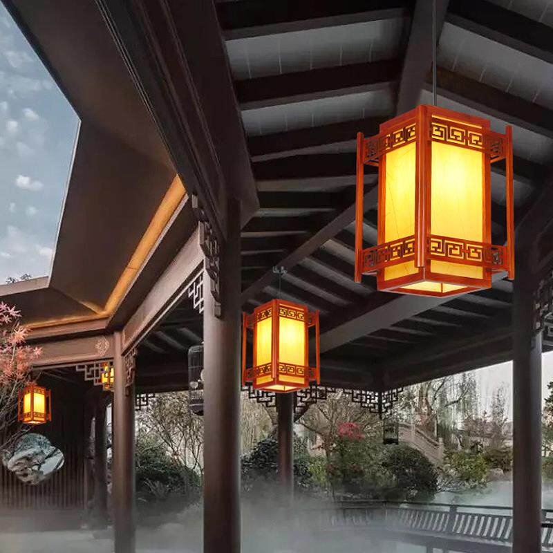 中式仿古木艺吊灯餐厅酒店茶楼走廊灯火锅店大堂客厅中国风阳台灯