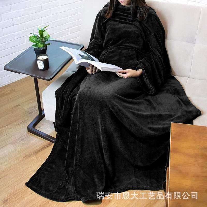 亚马逊带袖子可穿毛毯电视沙发毯带袖法兰绒懒人毯电视毯