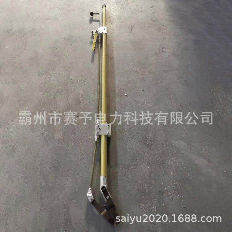 电力施工高空线缆剪玻璃钢手动棘轮断线钳杆式直拉绝缘线缆剪
