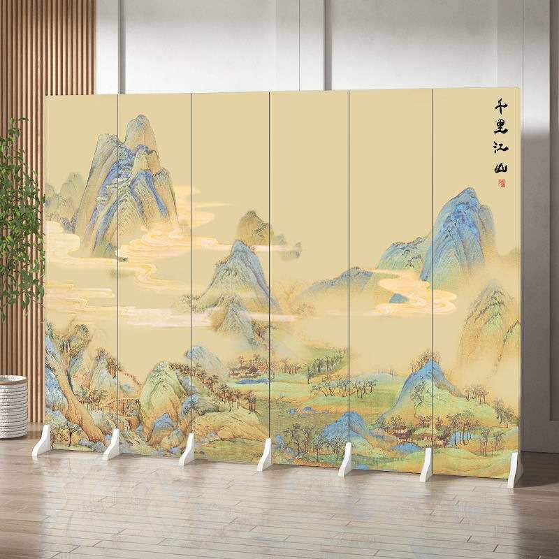 中式屏风隔断客厅卧室遮挡玄关可移动折叠墙办公室山水画仿古折屏