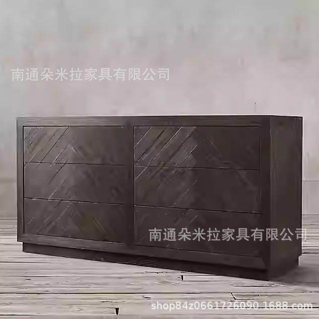 RH美式复古实木四斗柜法式简约抽屉柜靠墙储物柜卧室抽屉收纳置物