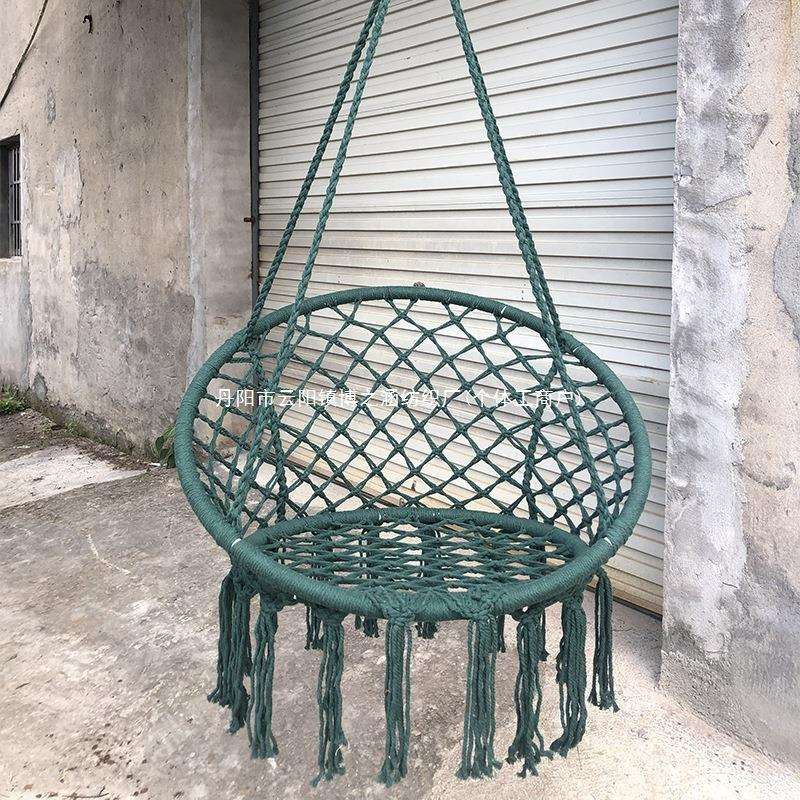 北欧风网红吊篮户外手工棉绳吊椅阳台摇篮椅室内民宿流苏