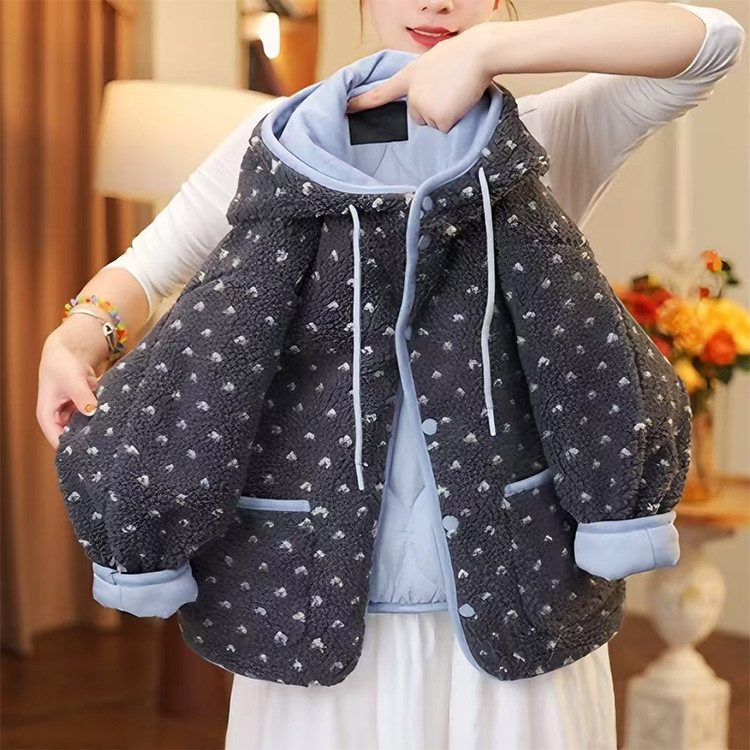 加棉羊羔毛外套中大童亲子款