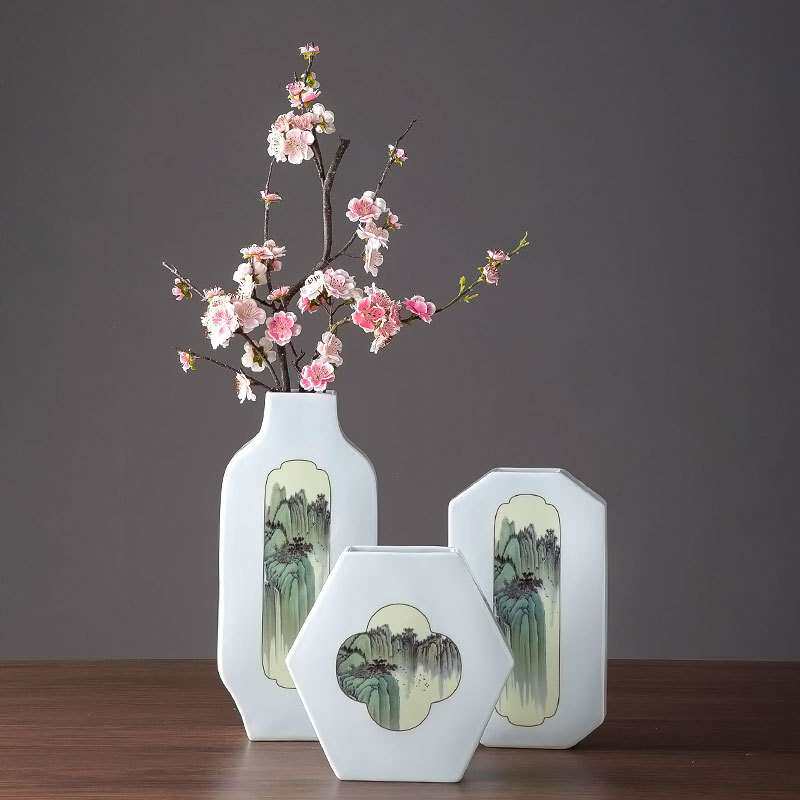 陶瓷花瓶家居客厅装饰新中式餐桌摆件北欧落地轻奢插花器干花装饰