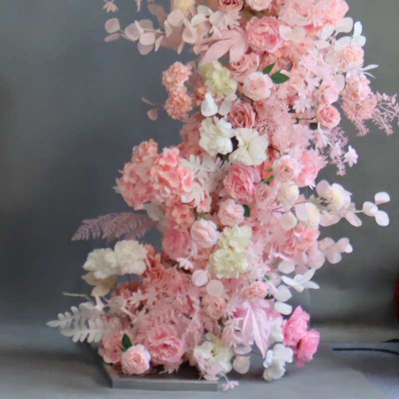 婚庆铁艺粉色双面满花拱门架子半圆形拱门婚礼场景装饰背景花门架