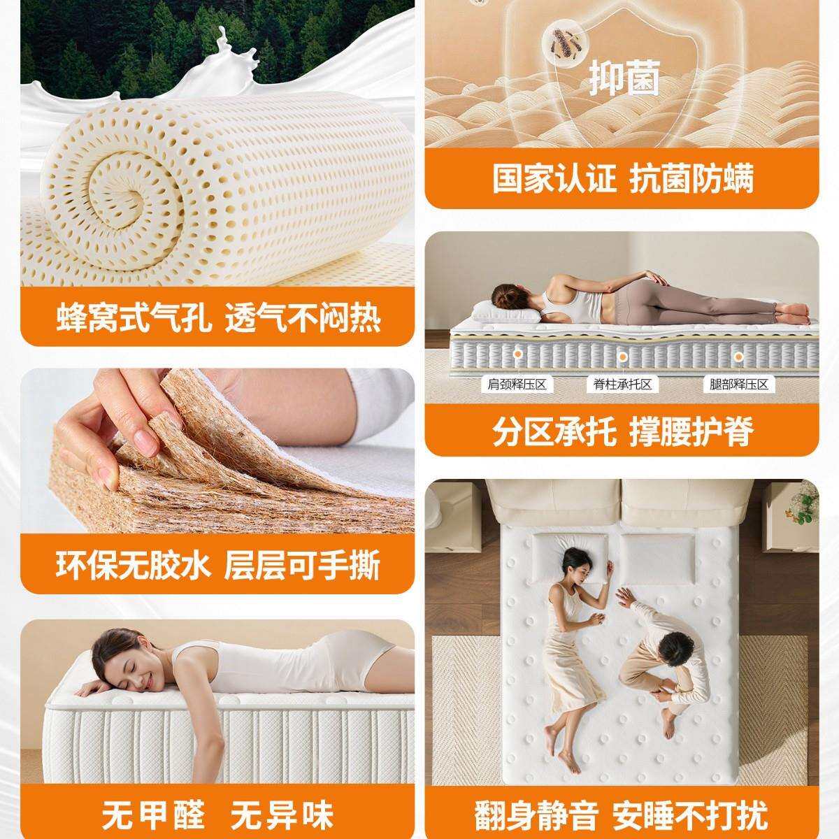 席梦思弹簧床垫180x200家用卧室乳胶软1.5米硬椰棕租房专用20cm厚