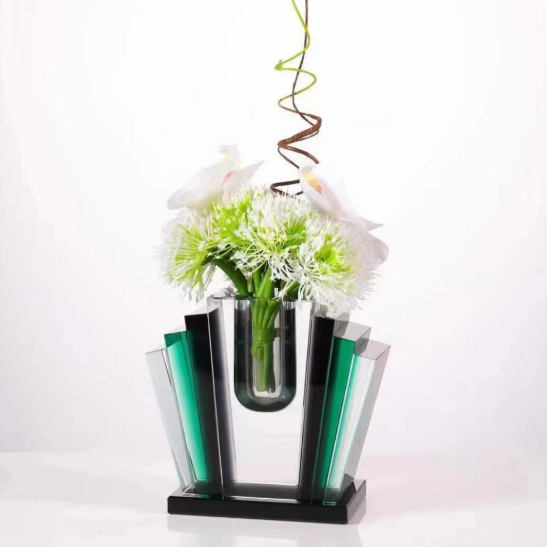 现代简约创意水晶花器花插花瓶样板房售楼处桌面玄关茶几饰品摆件