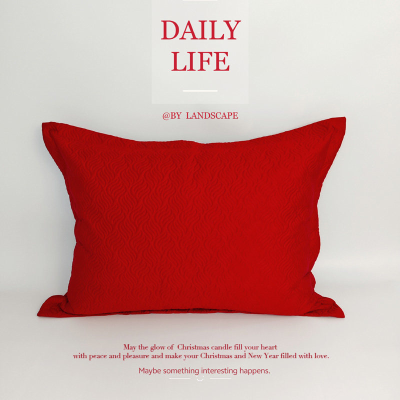高档100支长绒棉大靠垫套大红夹棉加厚靠背60*80纯棉婚庆床品靠枕