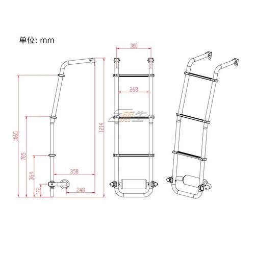 宿营车侧爬梯 房车床车侧爬梯 侧梯子车顶爬梯房车改装配件