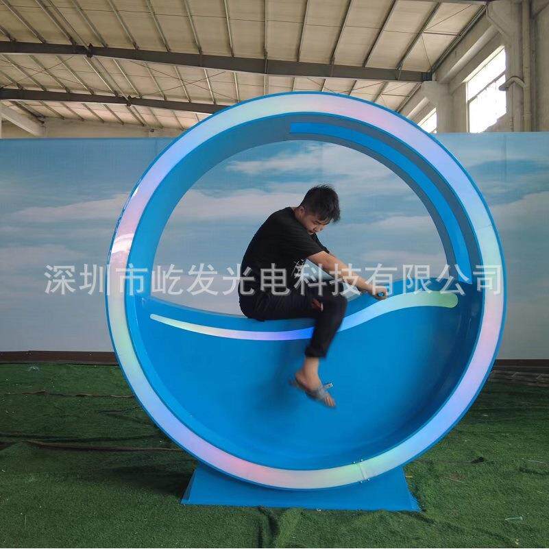 脚踏互动发电单车DMX控制景观灯无动力互动游乐设备动感单车