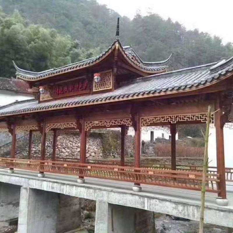 厂家供应古建长廊户外仿古防腐木走廊 景观实木长廊亭子走廊