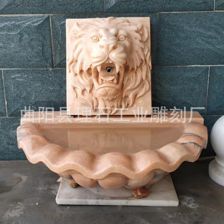 厂家直供 石雕喷水兽头 大理石虎头兽头散水盆装饰摆件